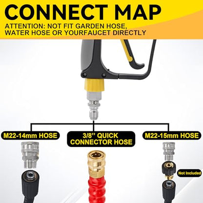 Tool Daily Foam Cannon with Pressure Washer Gun, Dual Connector Accessory | Power Washer Gun with 3/8'' Swivel Connector, Adjustable Soap Cannon with M22-14 and 1/4” Quick Connect Fittings, 1.5 Liter - size: 1.5 L