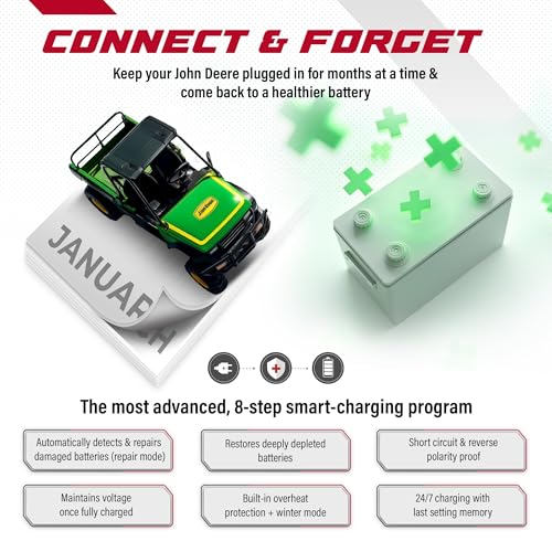 JMR 12V Battery Charger for John Deere, 12V Cig. Port, No Lithium Mode | Trickle Charger Conditioner Maintainer For Gator Buck DB120 Timberjack All Models - size: No Lithium Mode