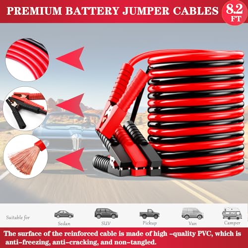 Car Emergency Kit with Battery Jumper Cables Headlamp Car Safety Kits | LIANXIN Roadside Emergency Kit Tow Straps, Art Knife, Gloves, Breakdowns Gifts for New Drivers and Teenagers - color: Gray