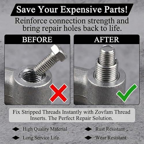 Thread Repair Inserts Kit 140PCS 304 Stainless Steel Metric Thread Insert | M3 M4 M5 M6 M8 M10 M12 Wire Thread Repair Inserts for Automotive, Machinery, Engine Repair