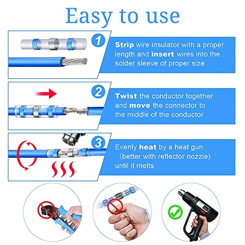 330PCS Heat Shrink Solder Butt Connectors Kit, Waterproof Insulated Electrical Wire Terminals, Waterproof Marine Automotive Wire Connectors for Professional & DIY Use (White Red Blue Yellow) - size: 330 PCS