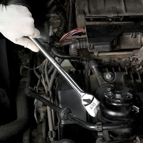 DURATECH Extra Long Handle 1/2-Inch Drive Ratchet, 90-Tooth Ratchet Wrench with 15" Handle and Dust Proof Teardrop Enclosed Head, Reversible, CR-V Steel Made, CR-MO Head, Full Polished, Gifts for Men - size: 1/2" with 15" handle