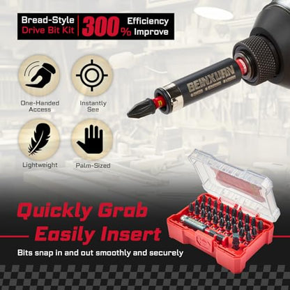 Geinxurn 32Pieces Impact Screwdriver Bits Set, S2 Steel Magnetic Phillips Muliti Insert Bits Tips Set with Impact Bit Holder and 1/4”Socket Adapter(Red Storage Box Case) - style: FQ032025-BRD