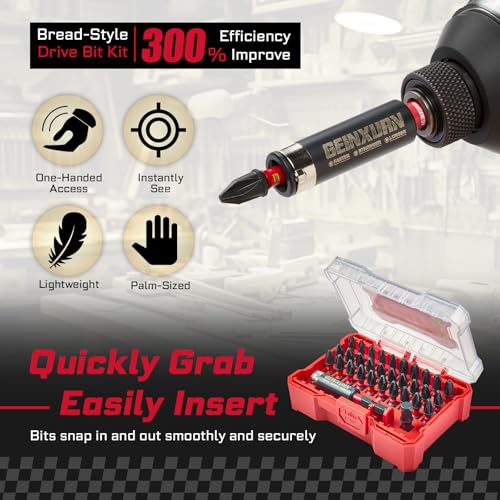 Geinxurn 32Pieces Impact Screwdriver Bits Set, S2 Steel Magnetic Phillips Muliti Insert Bits Tips Set with Impact Bit Holder and 1/4”Socket Adapter(Red Storage Box Case) - style: FQ032025-BRD
