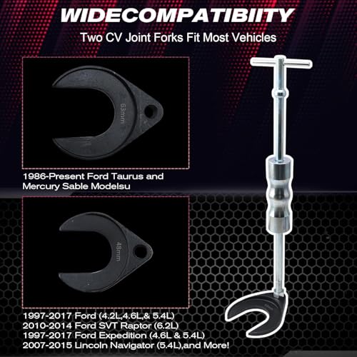 CV Axle Puller Tool with Heavy Duty Slide Hammer 8 pc CV Joint Removal Tool with 48mm & 63mm CV Joint Fork CV Axle Removal Tool with Outer CV Joint Adapter Steel Cable Adapter