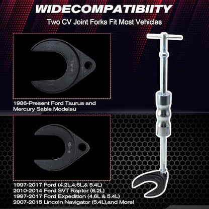 CV Axle Puller Tool with Heavy Duty Slide Hammer 8 pc CV Joint Removal Tool with 48mm & 63mm CV Joint Fork CV Axle Removal Tool with Outer CV Joint Adapter Steel Cable Adapter