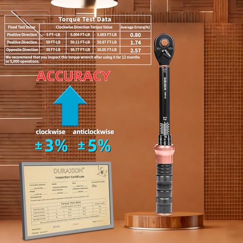 Torque Wrench 3/8-Inch Drive Dual Range Scales 5-50 Ft-Lb/6.8-67Nm | ±3% Precision, 72 tooth Dual-direction Torque Wrenches for Bike, Motorcycle and Car Repair - size: 【3/8-Inch DR.5-50 FT.LB】
