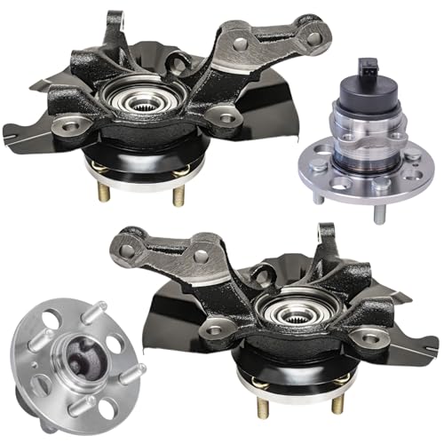 Detroit Axle - 4pc Steering Knuckles Kit for 06-11 Hyundai Accent [4-Wheel ABS], 2 Front Steering Knuckles & Wheel Bearing Hubs 2 Rear Wheel Bearing and Hubs 2006 2007 2008 2009 2010 2011 Replacement - size: 4UW48689/Kit