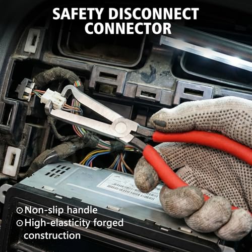 Dntorx 12 Pcs Electrical Disconnect Pliers for Cars, Carbon Steel Electrical Connector Removal Tool Automotive Electrical Plug Connector Disconnect Tool Hose Clamp Plier for Push Tab Style Plugs