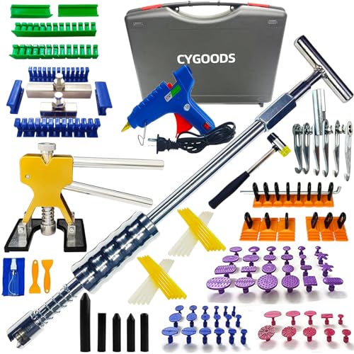 CYGOODS M16 Big Size Slide Puller Gold Lifter Toools Kit,Auto Dent Puller Kit,Car Bodywork Door Dings Remover,Paintless Large & Small Ding Hail Dent Removal Tools with Toolbox (XBLG100)