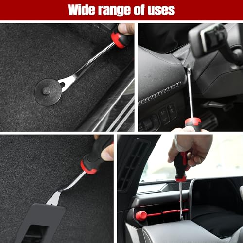 TOOLEAGUE 6Pcs Auto Upholstery Trim Panel Removal Tool Set | Car Trim Removal Tool, Fastener Remover Kit with Storage Bag - size: 6Pcs Short Auto Clip Removal Tool