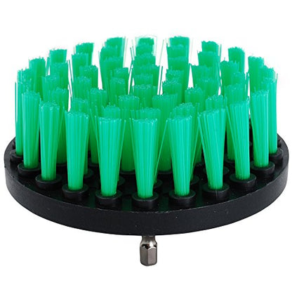 HIFROM Drill Brush - 4 inch Power Drill Attachment Medium Duty Scrubbing Stiffness Scrub Cleaning Brush for Bathroom Surfaces Tile Grout Showers Hard Water Stains Rust Mineral Marble Grout - color: Green