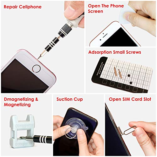SHARDEN 122 in 1 Precision Screwdriver Set With CR-V Steel Bits(Grey) | Magnetic Repair Tool Kit with Case for Repair Computer, Phone, PC, Cellphone, Laptop, Game Console, Watch, Glasses etc - color: Grey