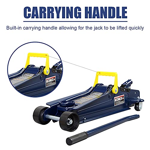 2.5 Ton (5,000 lb) Capacity Blue Hydraulic Low Profile Trolley Service/Floor Jack with Single Piston Quick Lift Pump