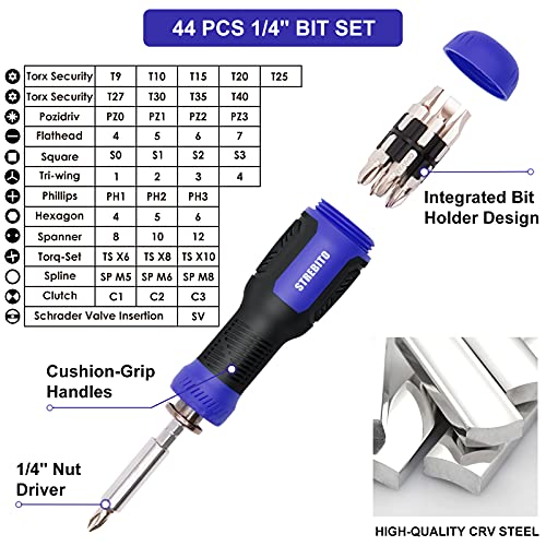 STREBITO Precision Screwdriver Set 191-Piece Multi-Bit Screwdriver 1/4 Inch Nut Driver Home Improvement Tool Electronic Repair Kit for Computer, iPhone, Laptop, PC, Cell Phone, PS4, Xbox, Nintendo - color: Blue