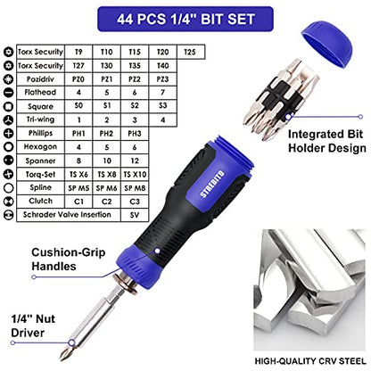 STREBITO Precision Screwdriver Set 191-Piece Multi-Bit Screwdriver 1/4 Inch Nut Driver Home Improvement Tool Electronic Repair Kit for Computer, iPhone, Laptop, PC, Cell Phone, PS4, Xbox, Nintendo - color: Blue