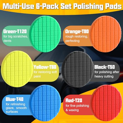 8 PCS 7.5 Inch Buffing Pads, Polishing Pad Kit for 7 Inch Backing Plate, Foam Sponge Pad and Wool Buffing Pad for Car Buffer Polisher, Cutting and Waxing - size: 7.5 - Inch