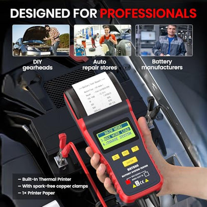 ANCEL BST500 Car Battery Tester with Printer, 12v 24v Automotive Battery Load Tester, Cranking Charging System Analyzer, 99.99% Accuracy for Car Motorcycles Truck SUV ATV RV and More - size: BST500