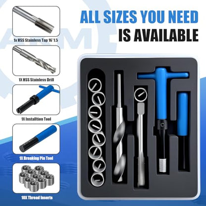 AKM 15PCS M16*1.5 Metric Thread Repair Kit