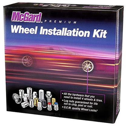 McGard 84532 Chrome Cone Seat Wheel Installation Kit (7/16" - 20 Thread Size) - for 5 Lug Wheels, 16 Lug Nuts / 4 Locks / 1 Key / 1 Storage Pouch