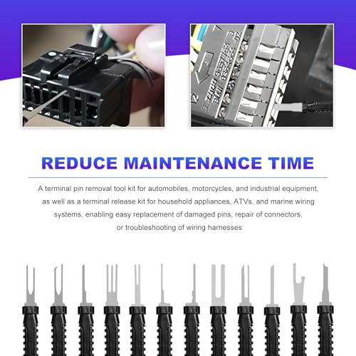 36 PCS Terminal Removal Tool Kit, Automotive Terminal Depinning Tools Kit with Protective Box, Electrical Pin Extractor Connector Release Tool for Car Household Devices (Black)