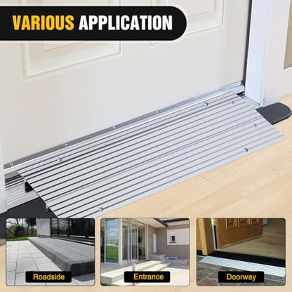 Nilight Door Threshold Ramp, 2" Rise Portable Aluminum Wheelchair Door Entry Ramps for Doorways Stairs Home Steps - size: 2" Rise