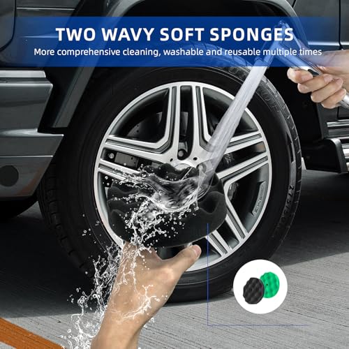 Tire Shine Applicator with 3 Heavier-duty Detachable Foam 2 liquid container 1 set of gloves for Car Cleaning and Fine Polishing Reusable Tire Dressing Applicator for Car Truck SUV Motorcycle - style: 6-piece set
