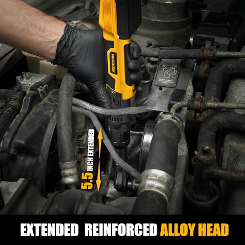 3/8" Cordless Ratchet Wrench for Dewalt 20V Battery(Tool Only),75FT-LBS(102N.m) Extended Electric Ratchet Wrench Set with Variable Speed, LED Light, 1/4"&1/2" Adapter,3" Extension Bar