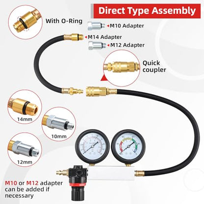 8MILELAKE Cylinder Leak Down Tester Tool Kit, Gasoline Engine Compression Leak Down Tester Set, Tu-21 Cylinder Detector with Dual Gauges