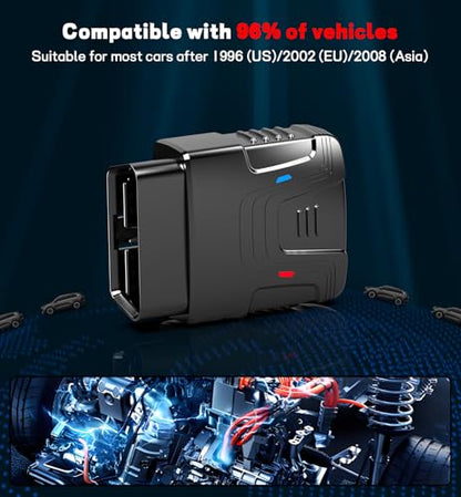 QYQBOON Bluetooth OBD2 Scanner for Cars - Wireless OBD2 Scan Tools & Code Reader for iPhone/Android Wireless Auto Diagnostic Tool to Read and Clear Error Codes Live Data Reset Exclusive APP