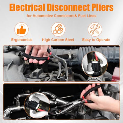 Electrical Disconnect Pliers 37960, 37980 Electrical Connector Pliers for Cars, Fuel Line Petrol Clip Pipe Plier, Compatible with Car Electrical Systems & Push Tab Style Plugs(3-Piece Set) - color: 3 Pcs Set