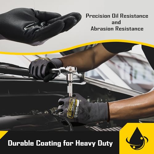 COOLJOB 12 Pairs Safety Work Gloves Microfoam Nitrile Rubber Coated, Seamless Knit Nylon Gloves with Full Fingers Touchscreen, Grip Nitrile Dipped, Ideal for Warehouse, Home Improvement, Grey Xlarge - size: X-Large, style: 12 Pairs