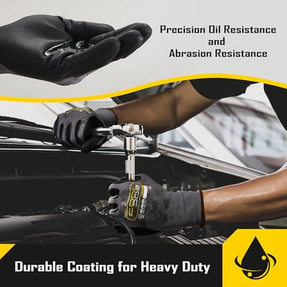 COOLJOB 12 Pairs Safety Work Gloves Microfoam Nitrile Rubber Coated, Seamless Knit Nylon Gloves with Full Fingers Touchscreen, Grip Nitrile Dipped, Ideal for Warehouse, Home Improvement, Grey Xlarge - size: X-Large, style: 12 Pairs