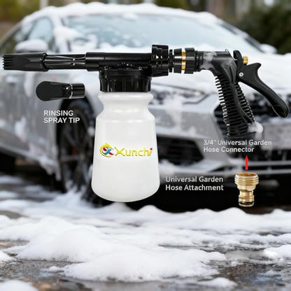 Foam Gun Car Wash Gun, Foam Blaster Equips 3/4" Universal Garden and Quick Connector (Connects to Any Garden Hose) for Watering Plants, Lawn, Patio, Car Wash, Cleaning