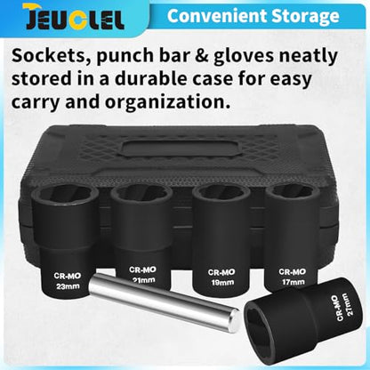 6PCS Twist Lug Nut Socket Set, 1/2" Drive Bolt Nut Extractor Tool | Metric, 17mm, 19mm, 21mm, 23mm, 27mm Socket, Damaged Nut Lock Remover, Rusted, Stripped, Screws, Stuck Locking Nut Removal - color: 6pcs Lug Nut Extractor 1/2 Inch Drive