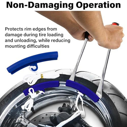 ecocstm 12.2 Inch Tire Spoons, Dirt Bike Tire Changing Tools, Tire Changing Kit, Tire Removal Tool, with Rim Protector, Valve Tool, Valve Cores and Caps, for Motorcycle/Lawn Mower/Tractor/Bicycle | Tire Removal Tool, with Rim Protector, Valve Tool, Valve