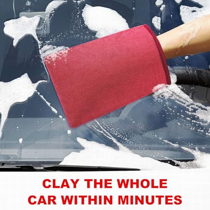 Clay Mitt Auto Detailing 2 Pack, Fine Grade Microfiber Car Clay Bar Mitt, DIY Detail Tool & Kit Car Detailing Alternative (Red) - color: Red, size: 2 Pack