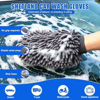 6-Pack Car Cleaning Kit: 2 Scratch-Free Microfiber Wash Mitt, 2 Car Wash Sponge & 2 Microfiber Towels for Cars – Complete Car Wash Set for a Streak-Free Shine - color: 6 Pack