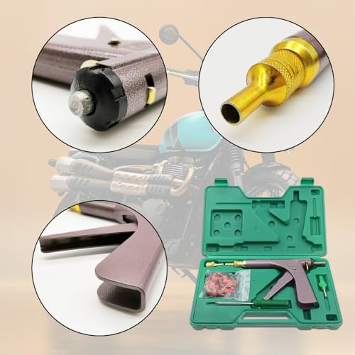 Tubeless Tyre Repair Kit Tire Gun Puncture Valve Removal Tools with Mushroom Plugs for Truck, RV, Jeep, ATV, Tractor,Trailer ect