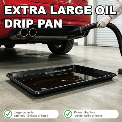 6 Pack Oil Drip Pan Heavy Duty, 35.2 x 23.4 Inch PP Plastic Oil Catch Pan, Waterproof Leak-Proof Reusable Drip Tray for Under Car Oil Changing, Garage Driveway & Home Appliance