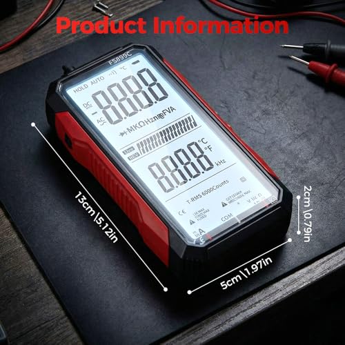 Rechargeable Digital Multimeter, 2026 New FS899L Multimeter, Auto Digital Display Tester, 6000 Counts True RMS Tester with Color Screen, for Home Automotive Industrial Electrical Repairs (FS899L) - color: FS899L