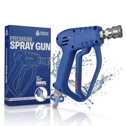 Essential Washer Short Pressure Washer Gun with Stainless Steel Swivel | Compatible with Foam Cannon | High Pressure Water 4000 PSI - style: Stainless Swivel Gun
