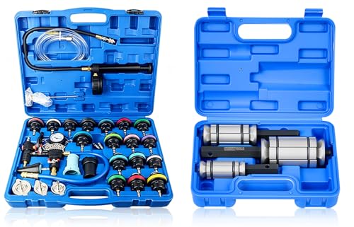 DAYUAN 28pcs Universal Radiator Pressure Tester Kit Bundle with Upgraded 3 Pcs 1-1/8'' to 3-1/2'' Exhaust Pipe Expander Tool Set