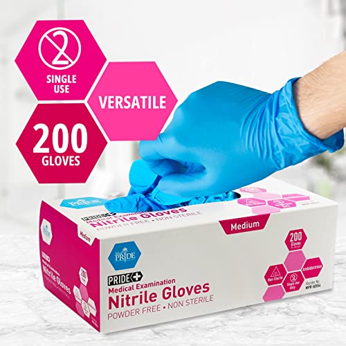 Medpride Medical Examination Nitrile Gloves, X-Large, Blue, Latex/Powder-Free, Non-Sterile, 180 Count - size: X-Large (Pack of 180)
