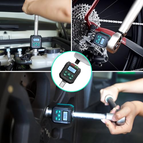 1/2" Digital Torque Adapter Set with Socket Adapters (1/4", 3/8") - 2% Accuracy, 8.8-295 ft-lb, Buzzer & LED Alerts, Working with Ratchet Wrench, Breaker Bar - for Automotive, Motorcycle & Car
