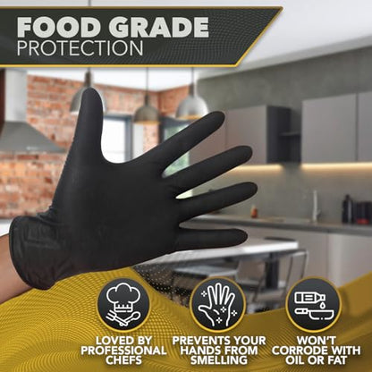 DAWG Black Nitrile Gloves, Disposable, Latex Free, Diamond Grip, Powder Free, Professional Grade - size: Large