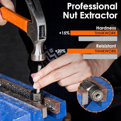 THINKWORK Bolt Extractor Kit, 35-Piece Nut Extractor Socket Set, 1/4" & 3/8" Drive Rounded Bolt Remover for Damaged, Rusted, Rounded-Off, Stripped Fasteners - size: 35-Piece