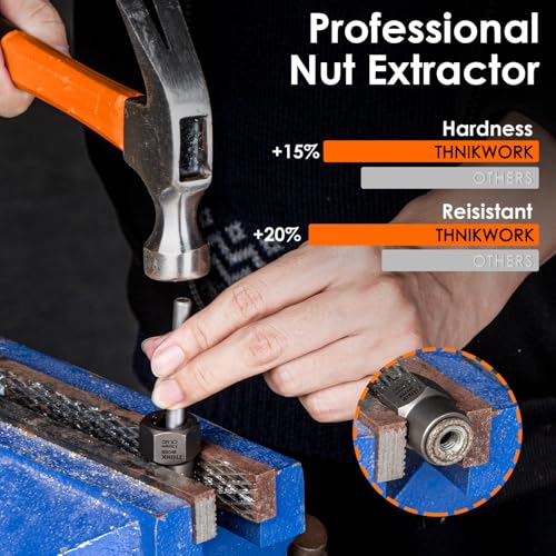 35 Pcs Bolt Extractor Kit, 1/4" & 3/8" Drive Impact Bolt & Nut Remover Set | for Damaged, Rusted, Rounded-Off, Stripped Fasteners, 6-19mm, Cr-Mo Steel, Reverse Spiral Flute, Storage Case - size: 35-Piece