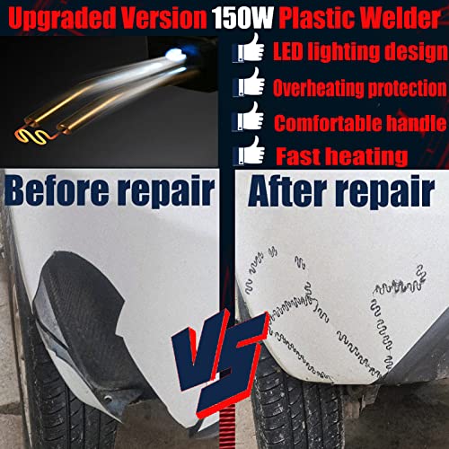 Upgraded 220W Plastic Welder Bumper Repair Kit,2-in-1 Plastic Welding Kit 800PCS Hot Staples & 30pcs Plastic Welding Rods,Hot Stapler Plastic Repair Kit for Car Bumper Kayak Crack Repairs(black) - color: Black, size: 220w