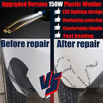 Upgraded 220W Plastic Welder Bumper Repair Kit for Car Bumper Crack Repairs | 2-in-1 Plastic Welding Kit 800PCS Hot Staples & 30pcs Plastic Welding Rods,Hot Stapler Plastic Repair Kit (Blue) - color: Blue, size: 220w